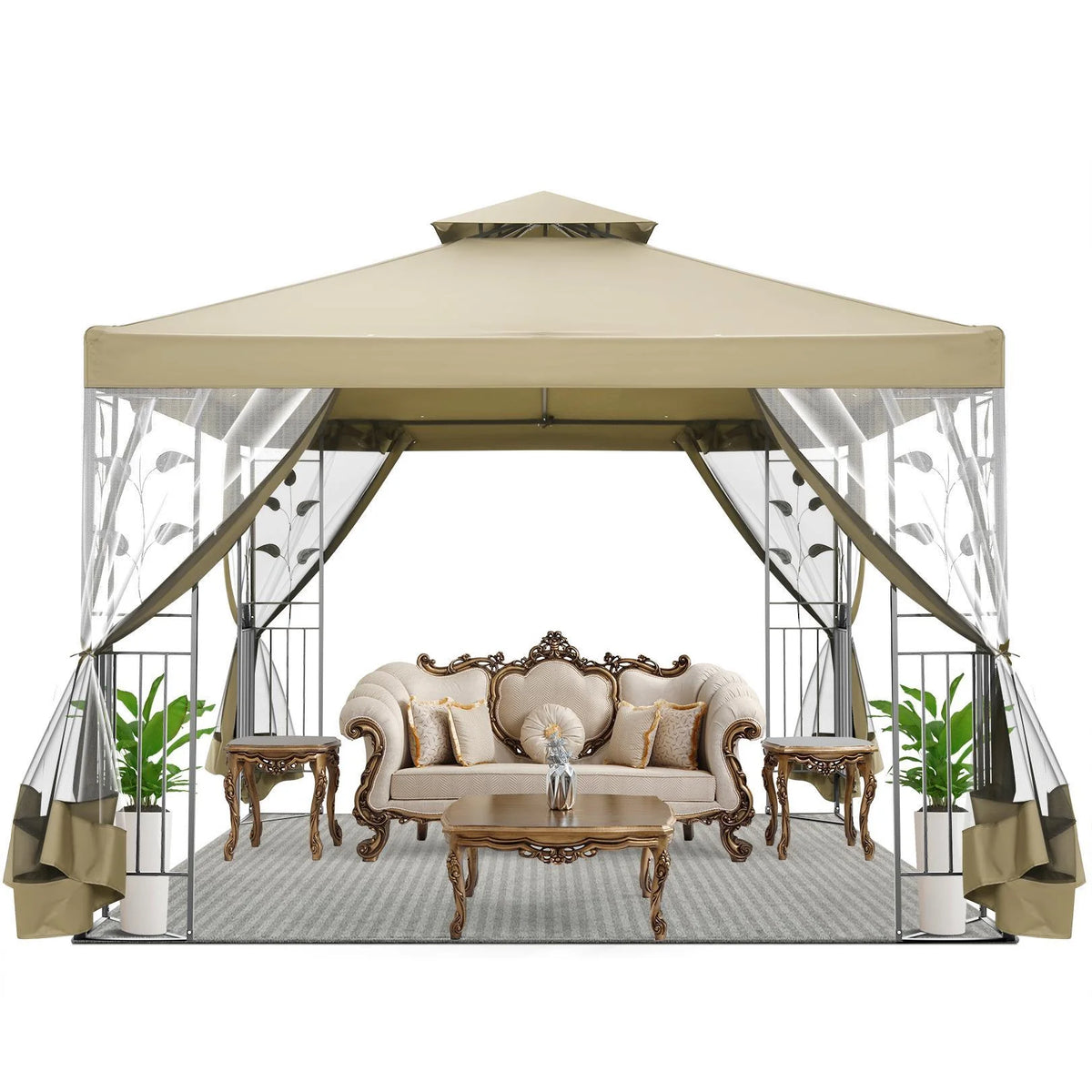 Outdoor Gazebo Canopy with 4 Detachable Mosquito Nets O248