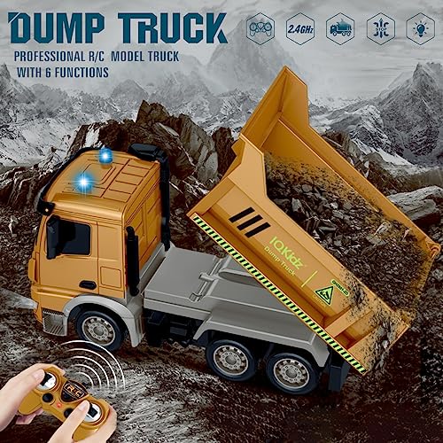 Remote Control Dump Truck Toy with Blue Warning Lights I5518