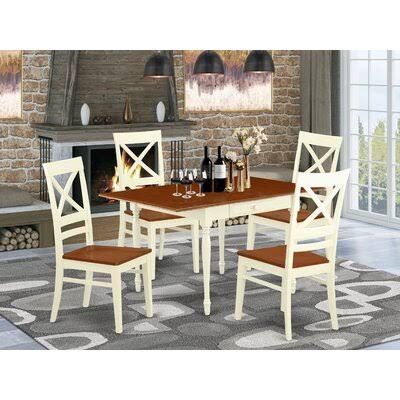 Drop Leaf Solid Wood Dining Set, 5 Pieces: 1 Table, 4 Chairs D244234