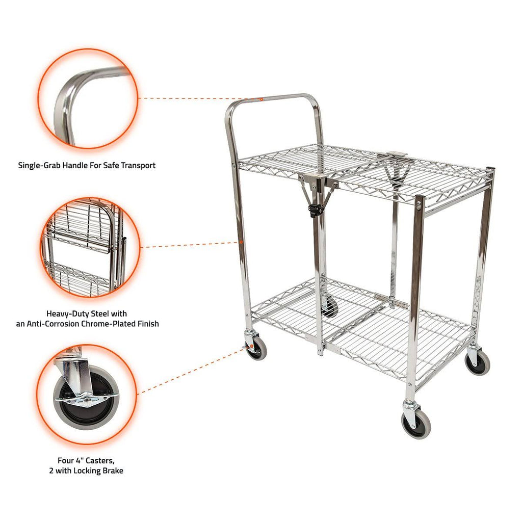 Two Shelf Collapsible Wire Utility Cart S7107
