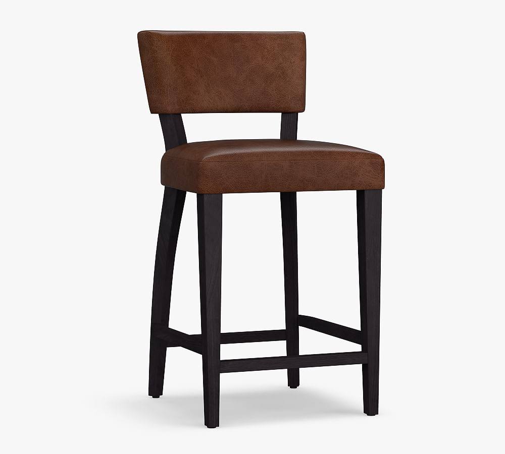 Leather Counter Height Bar Stool with Black Leg D2499