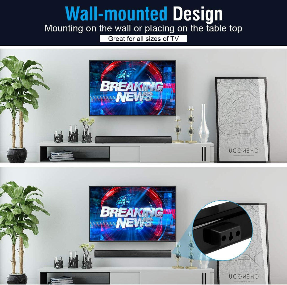 29-Inch TV Sound Bar with Subwoofer, Bluetooth 5.0 Speakers S10496
