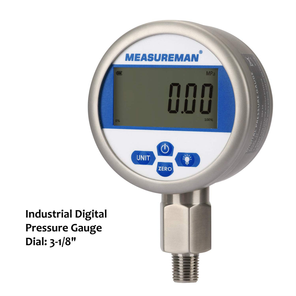 Digital Pressure Gauge 0-10000psi/bar, 1/4NPT, Stainless Steel Case R3603