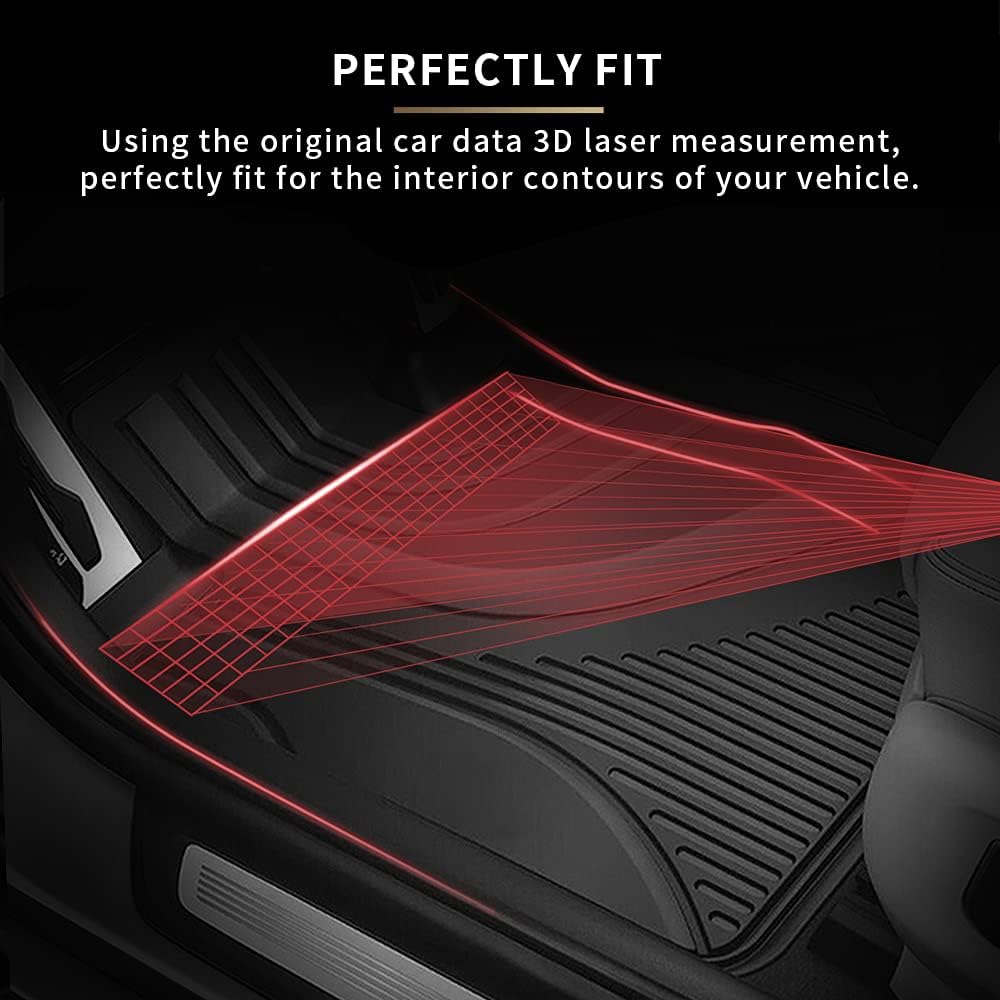 TPE Heavy Duty All Weather Car Floor Mats Full Set 1st & 2nd Row Rubber Floor Liners F75101