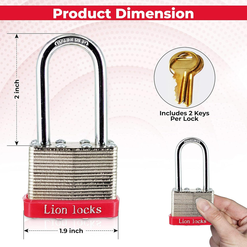 24 Keyed-Alike Padlocks with Long Shackle, 48 Keys, Hardened Steel Case, Brass Pin Cylinder I75937