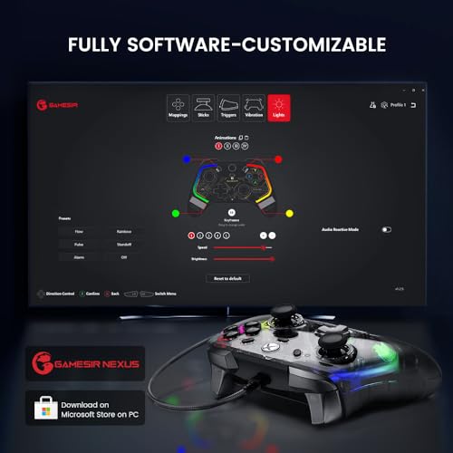 Wired Controller for Xbox Series X|S, Xbox One, Windows, Steam, Transparent Gaming Gamepad with Hall Effect Joysticks F450975
