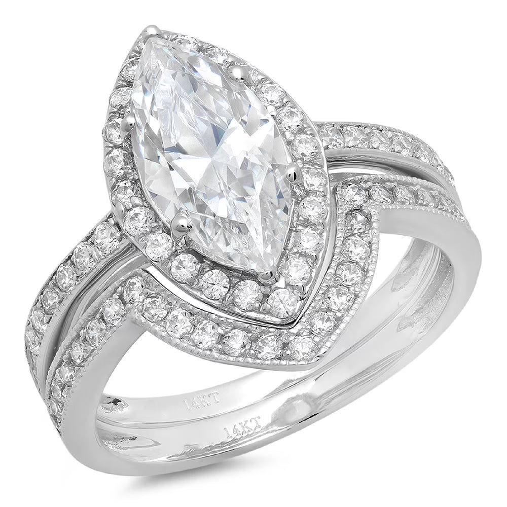 18K White Gold Halo Diamond Engagement Ring C39511