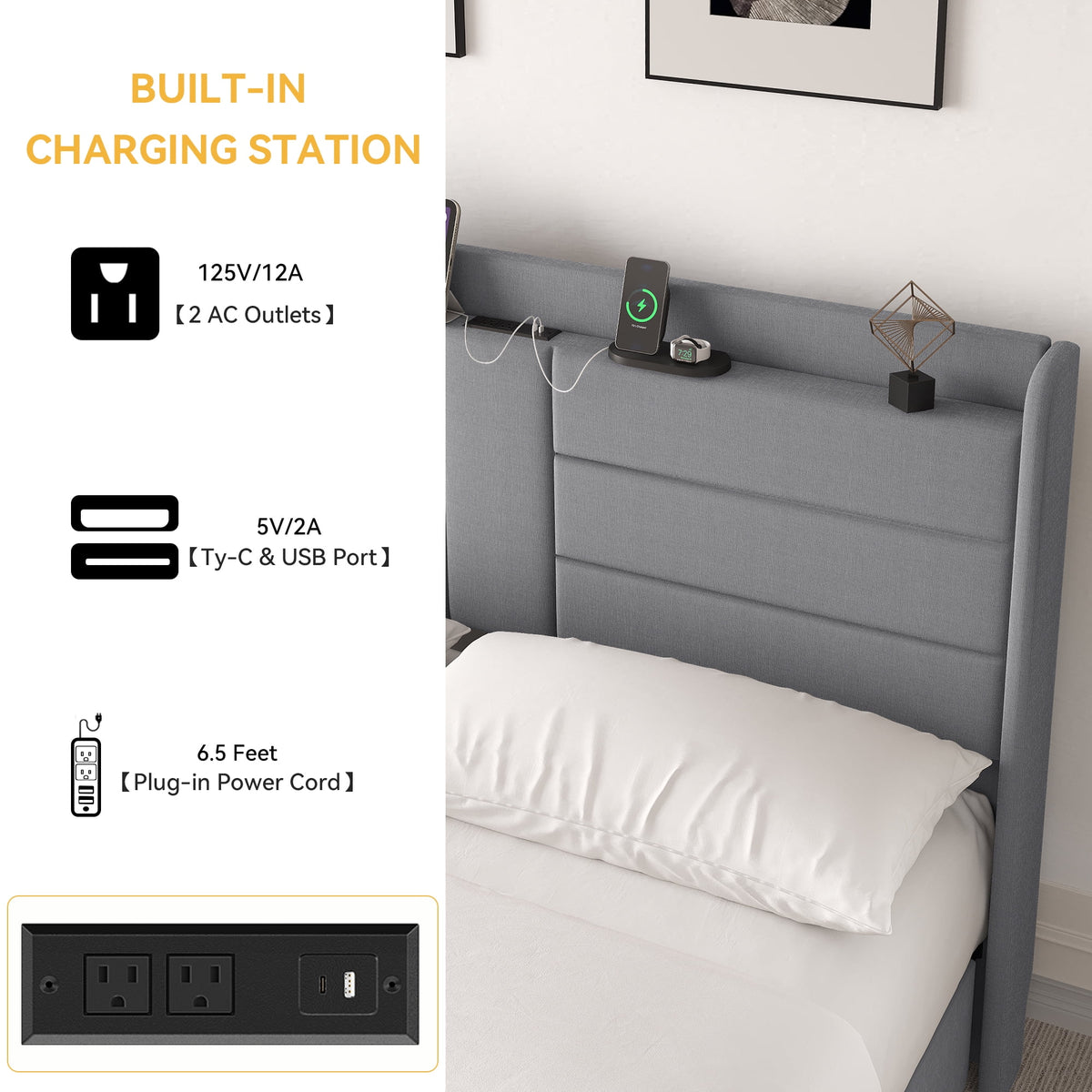 Queen Size Upholstered Platform Bed with Storage Drawers X986