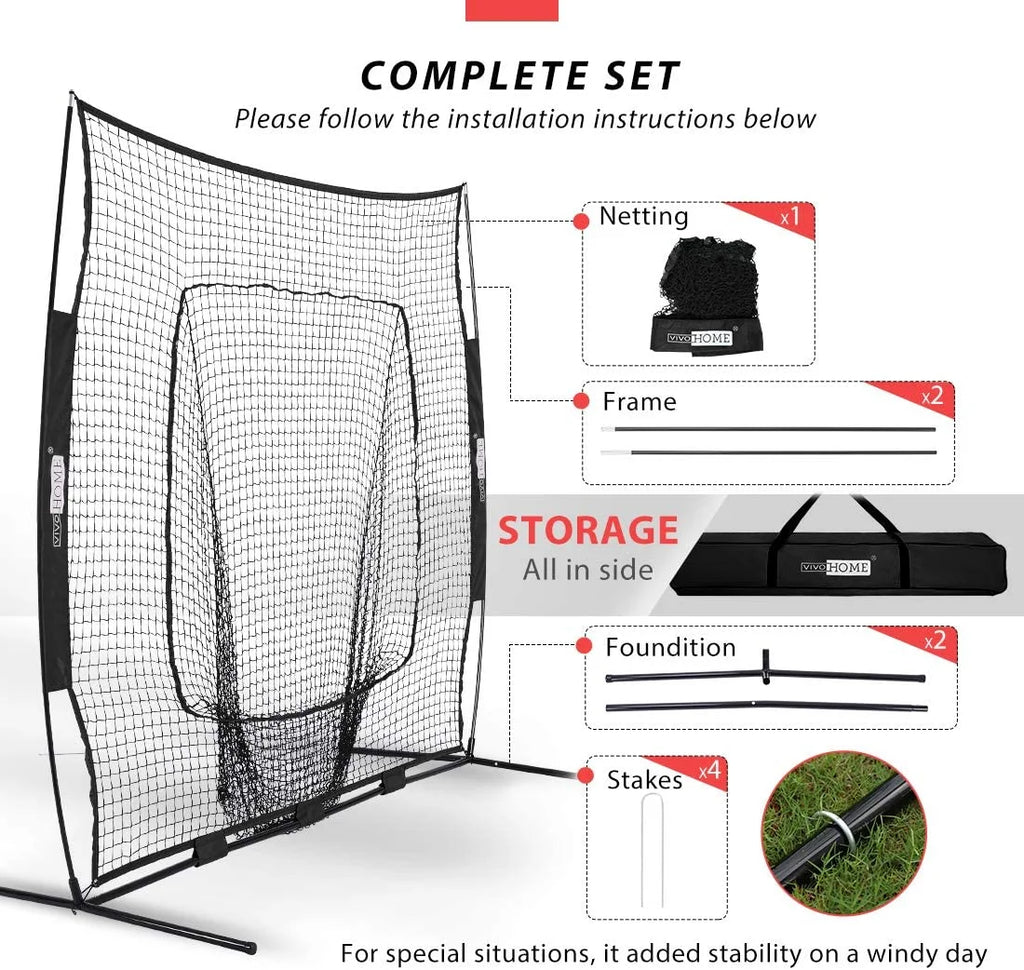 7x7Ft Baseball Softball Practice Net with Carry Bag C52210