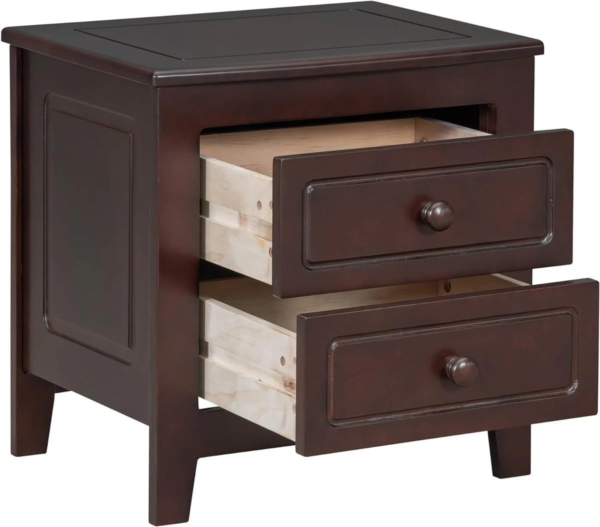 Dark Walnut 2 Drawer Solid Wood Nightstand K804