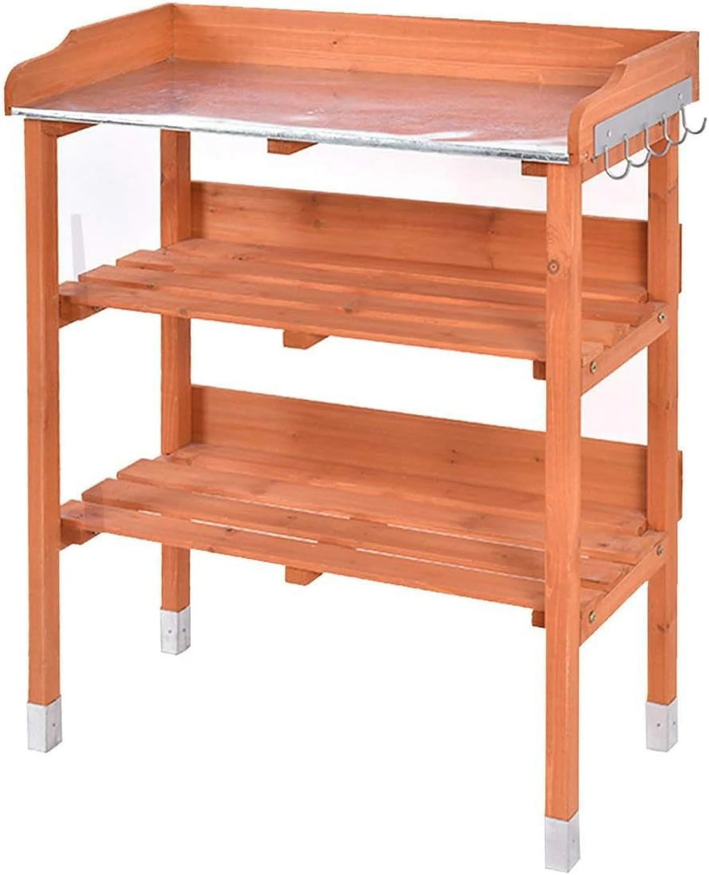 Wooden Potting Bench Work Station Table with Storage Shelf N794