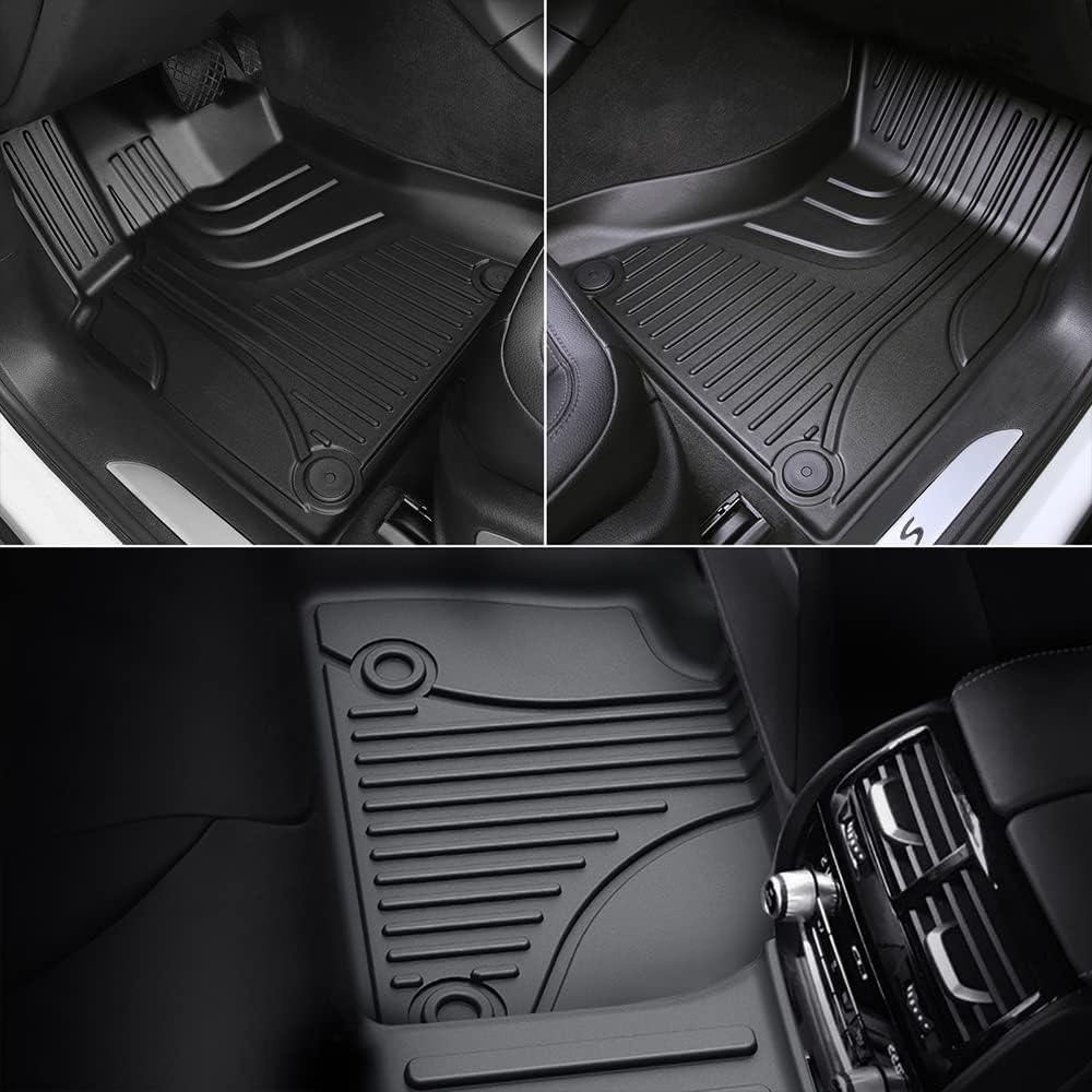 TPE Heavy Duty All Weather Car Floor Mats Full Set 1st & 2nd Row Rubber Floor Liners F75101
