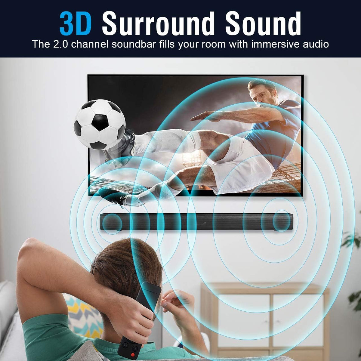 29-Inch TV Sound Bar with Subwoofer, Bluetooth 5.0 Speakers S10496