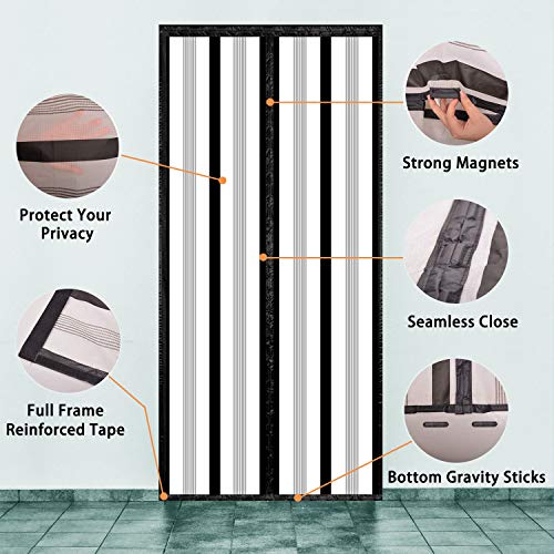 Insulated Magnetic Thermal Door Curtain, Black, Fits Doors up to 36" x 82" C989