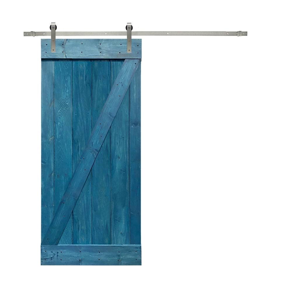 White Stained Wood Interior Sliding Barn Door with Hardware Kit X6729