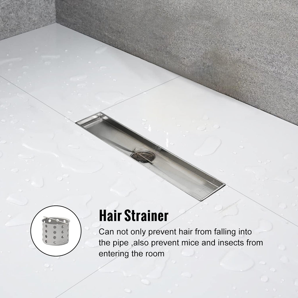 24 inch Linear Shower Drain Brushed 304 Stainless Steel G615
