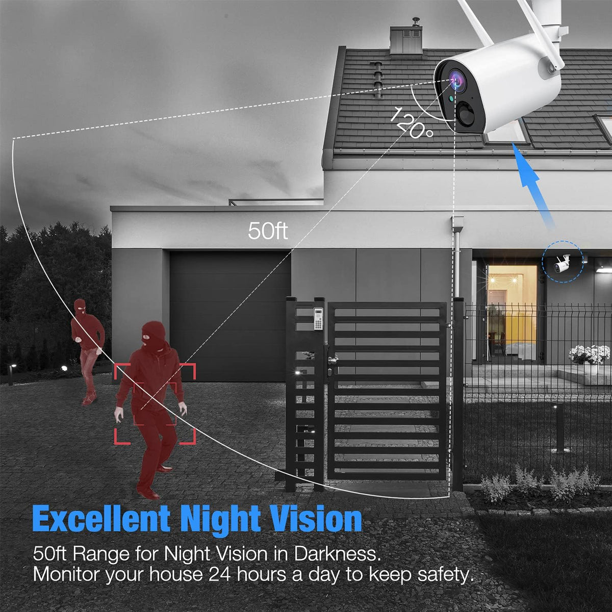 1080P Wireless Solar Security Camera with Night Vision Z7409