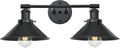 2-Light Vanity Light with Matt Black Cone Metal Shade X488