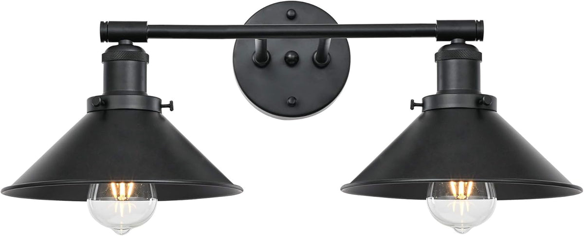 2-Light Vanity Light with Matt Black Cone Metal Shade X488