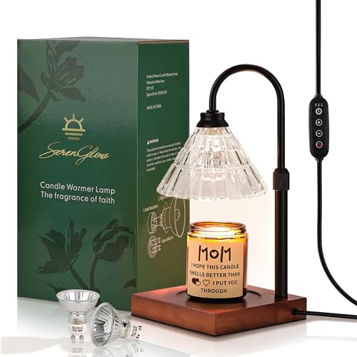 Gold Dimmable Height Adjustable Candle Warmer Lamp with 2 Bulbs and Timer I612
