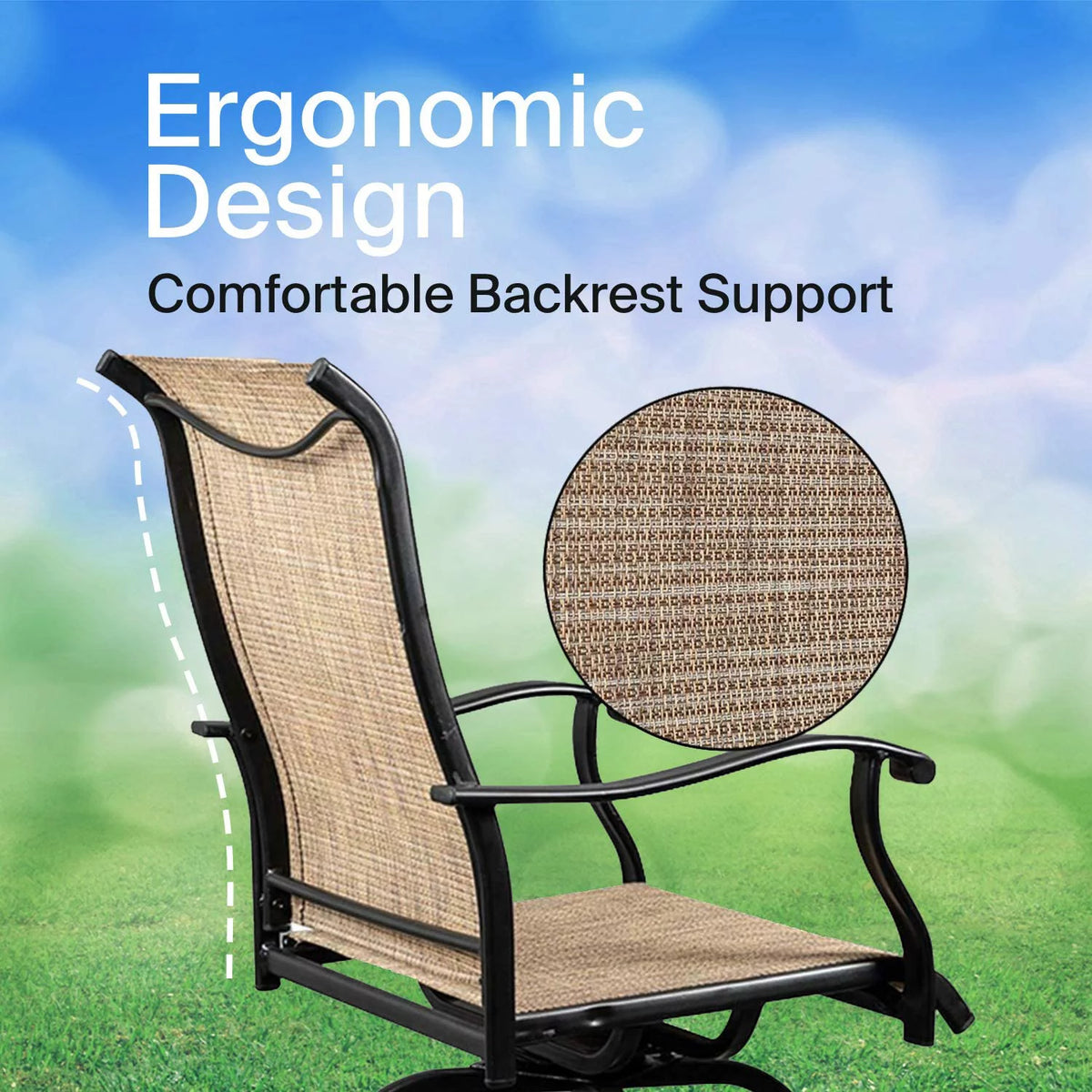 3 Piece Outdoor Cafe Furniture Set with Glass Table and 2 Chairs A369