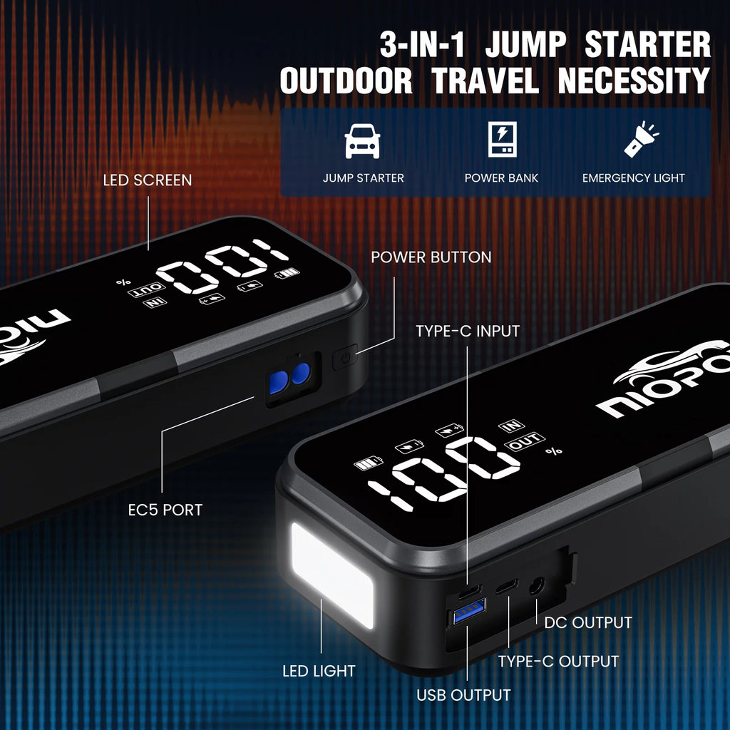 5000A 12V Portable Lithium Jump Starter with 3.3 Display and LED Light Z93924