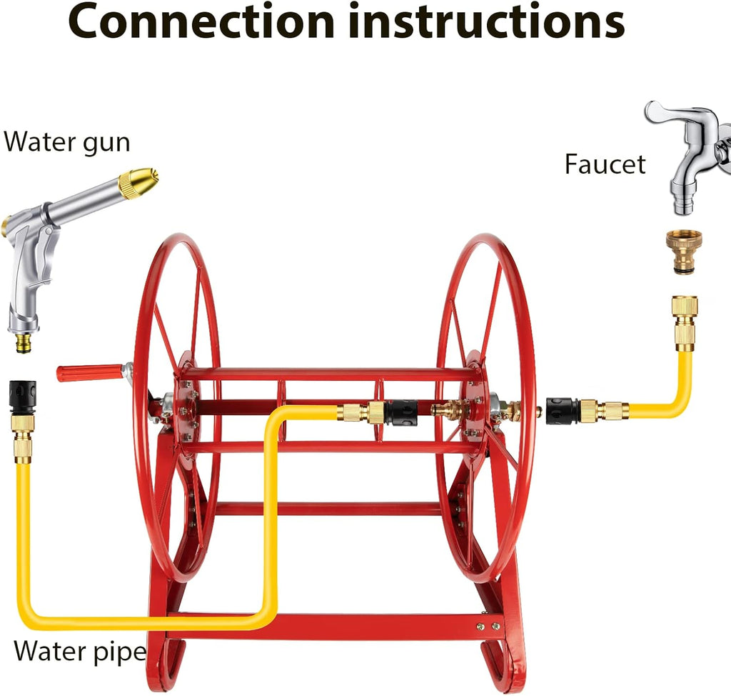 Heavy Duty Wall Mounted Garden Hose Reel Holder for 200 FT 3/4 Inch Hose M60489