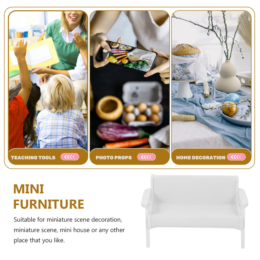 White Leather Wooden Miniature Chair House W60628