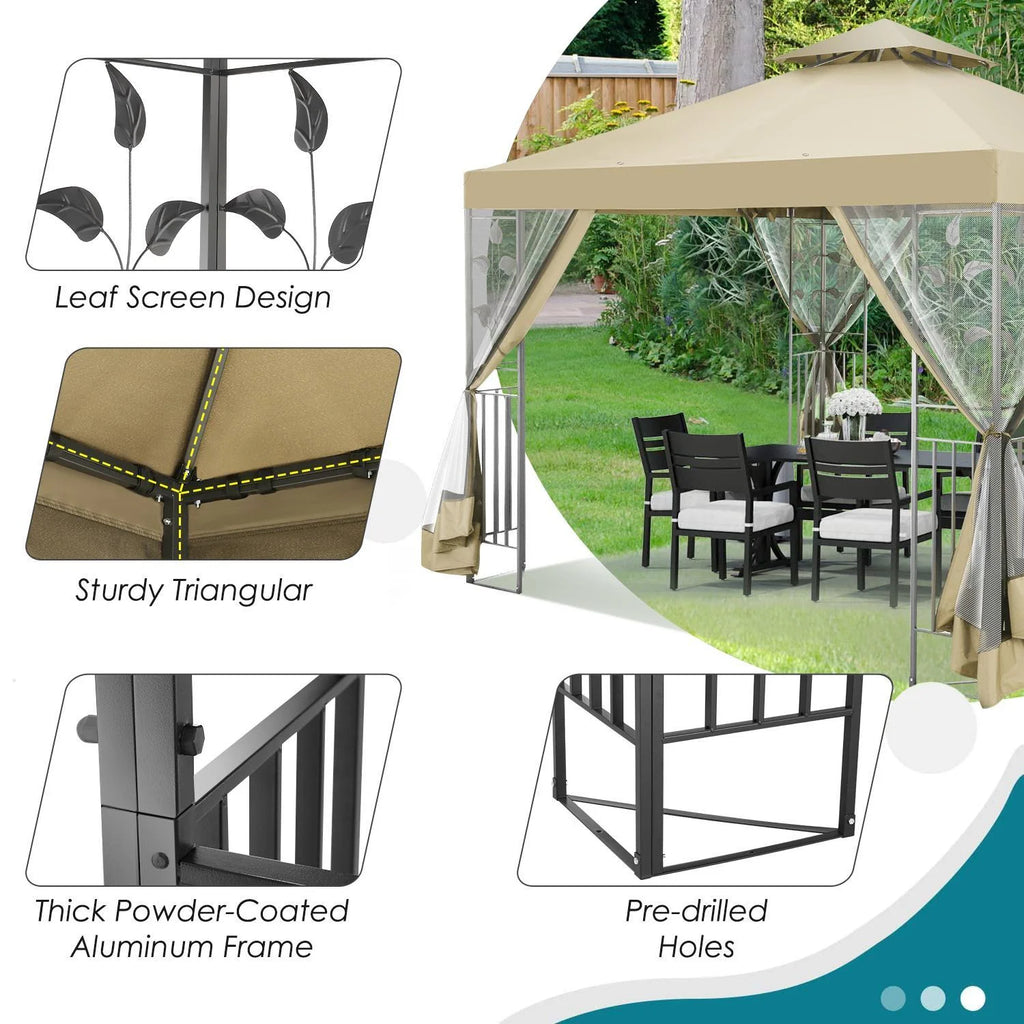 Outdoor Gazebo Canopy with 4 Detachable Mosquito Nets O248