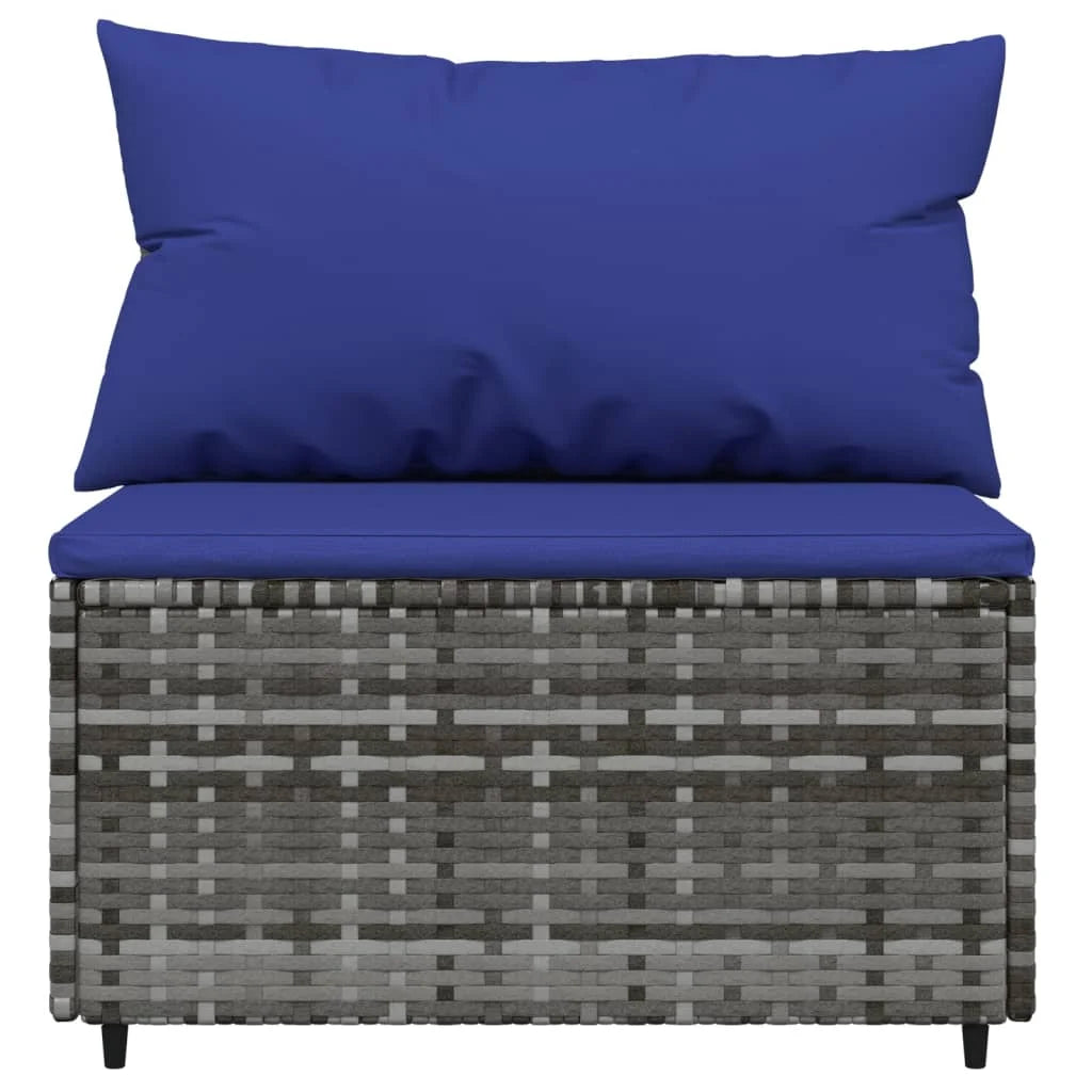 Gray Poly Rattan Patio Sofa with Cushions E2142