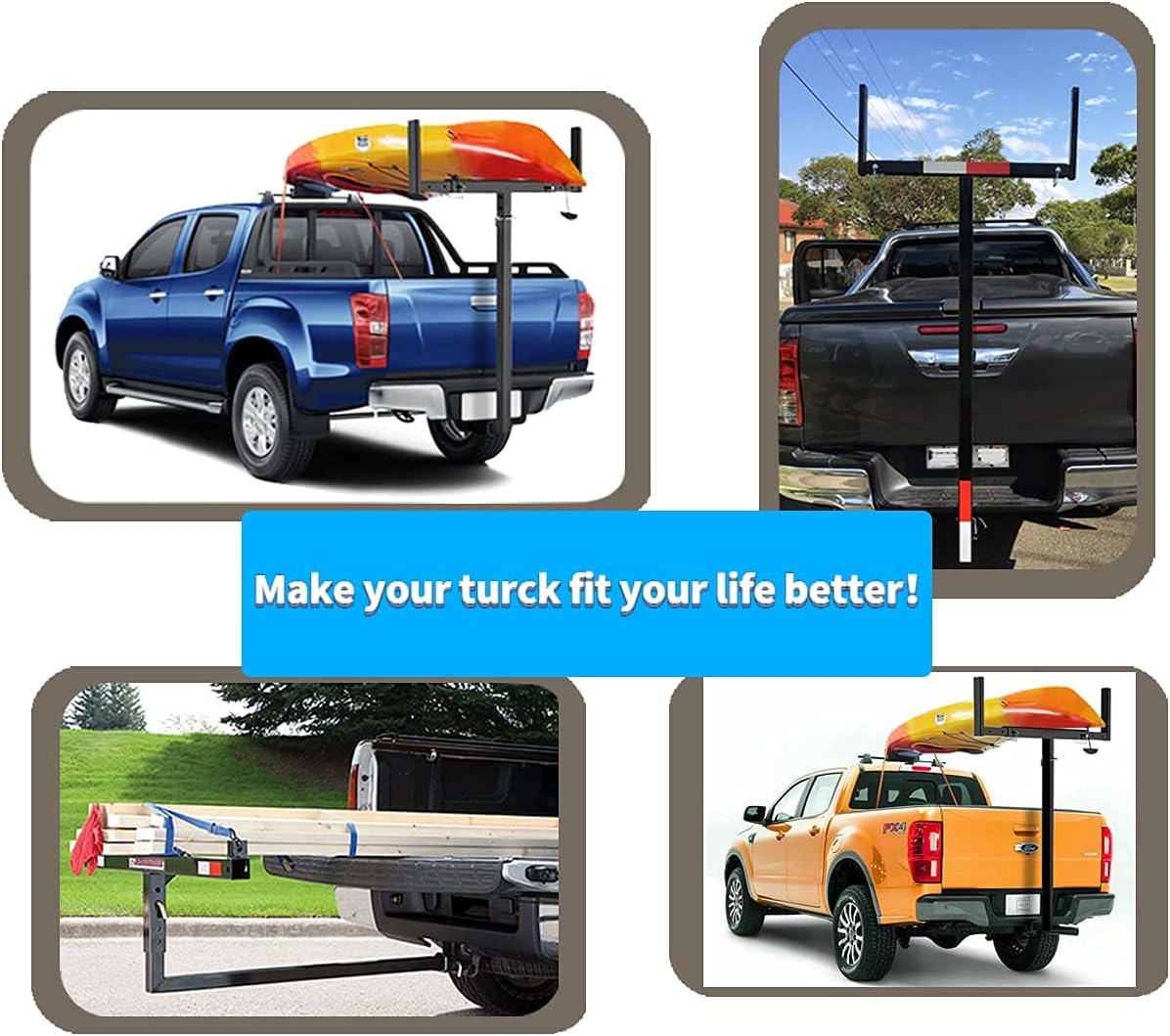 2 IN 1 Foldable Pick Up Truck Bed Hitch Extender Extension Rack Pack of 2 B738