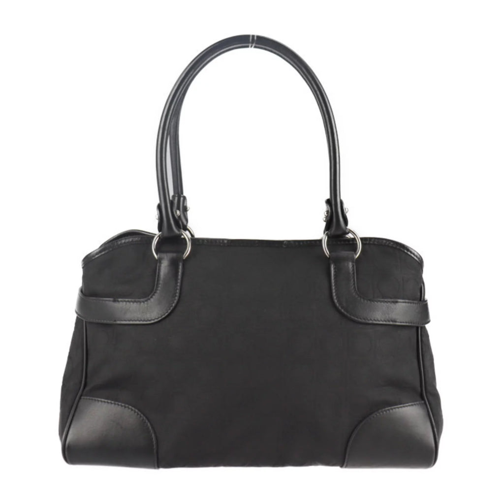 Pre-Owned Black Canvas Leather Shoulder Bag X59119