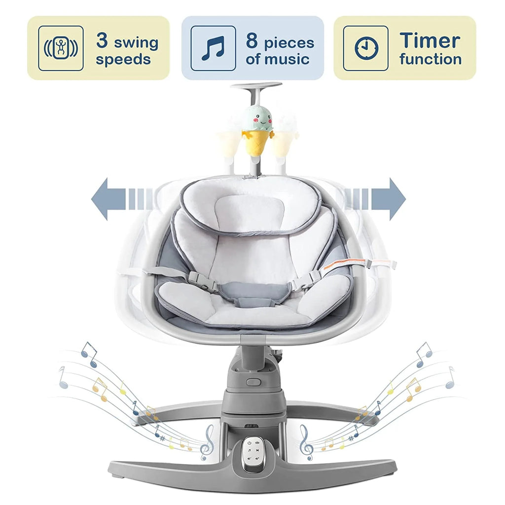 Portable Baby Swing with 3 Speeds Music Remote Control O7697