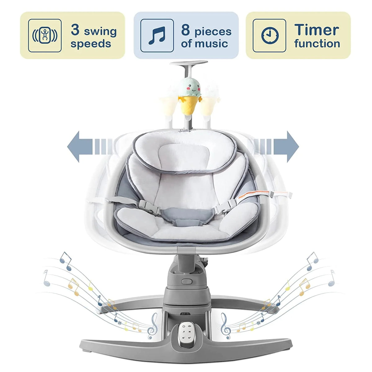 Portable Baby Swing with 3 Speeds Music Remote Control O7697