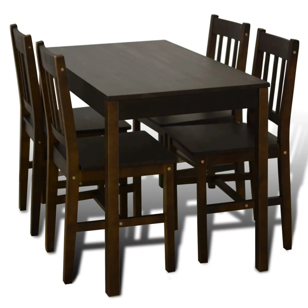 Wooden Dining Table with 4 Chairs Brown C59345