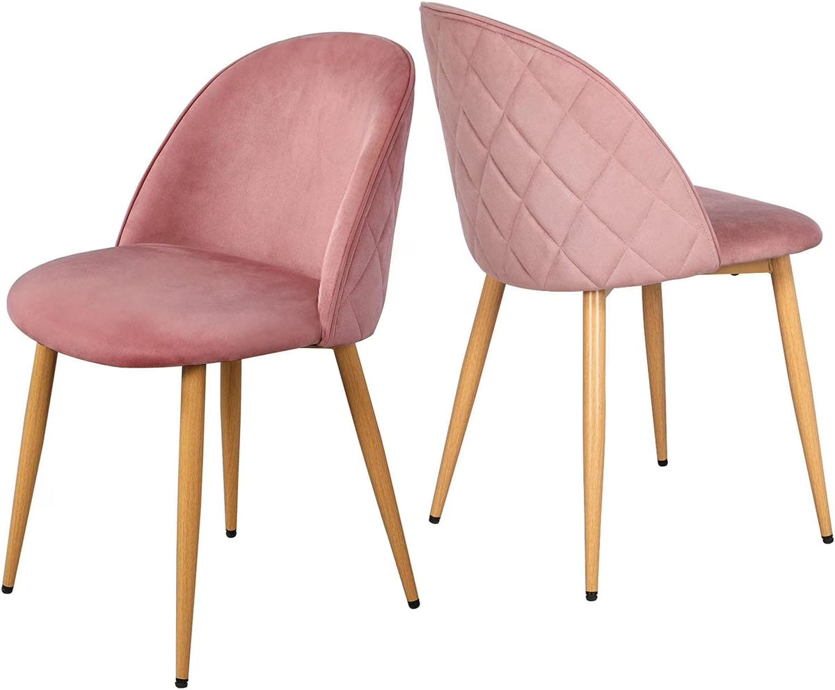 Pink Velvet Accent Chairs with Metal Legs, Set of 2 Q555576