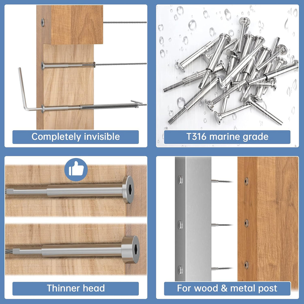 10Pack T316 Stainless Steel Cable Railing Kit T371