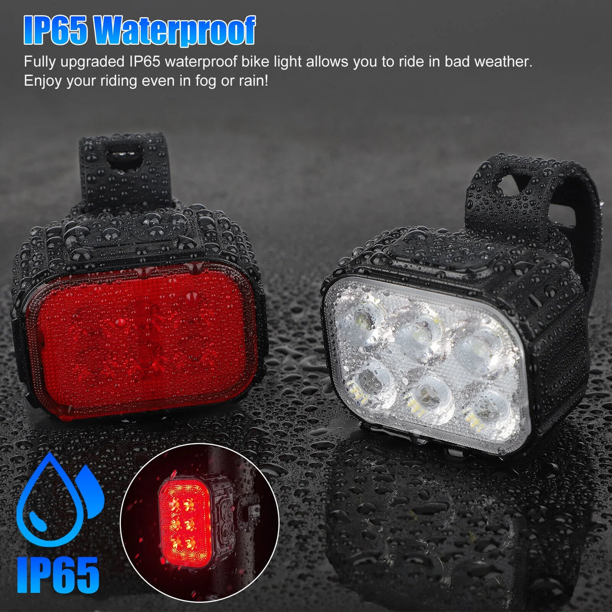 2x USB Rechargeable LED Bicycle Headlight Taillight C125514