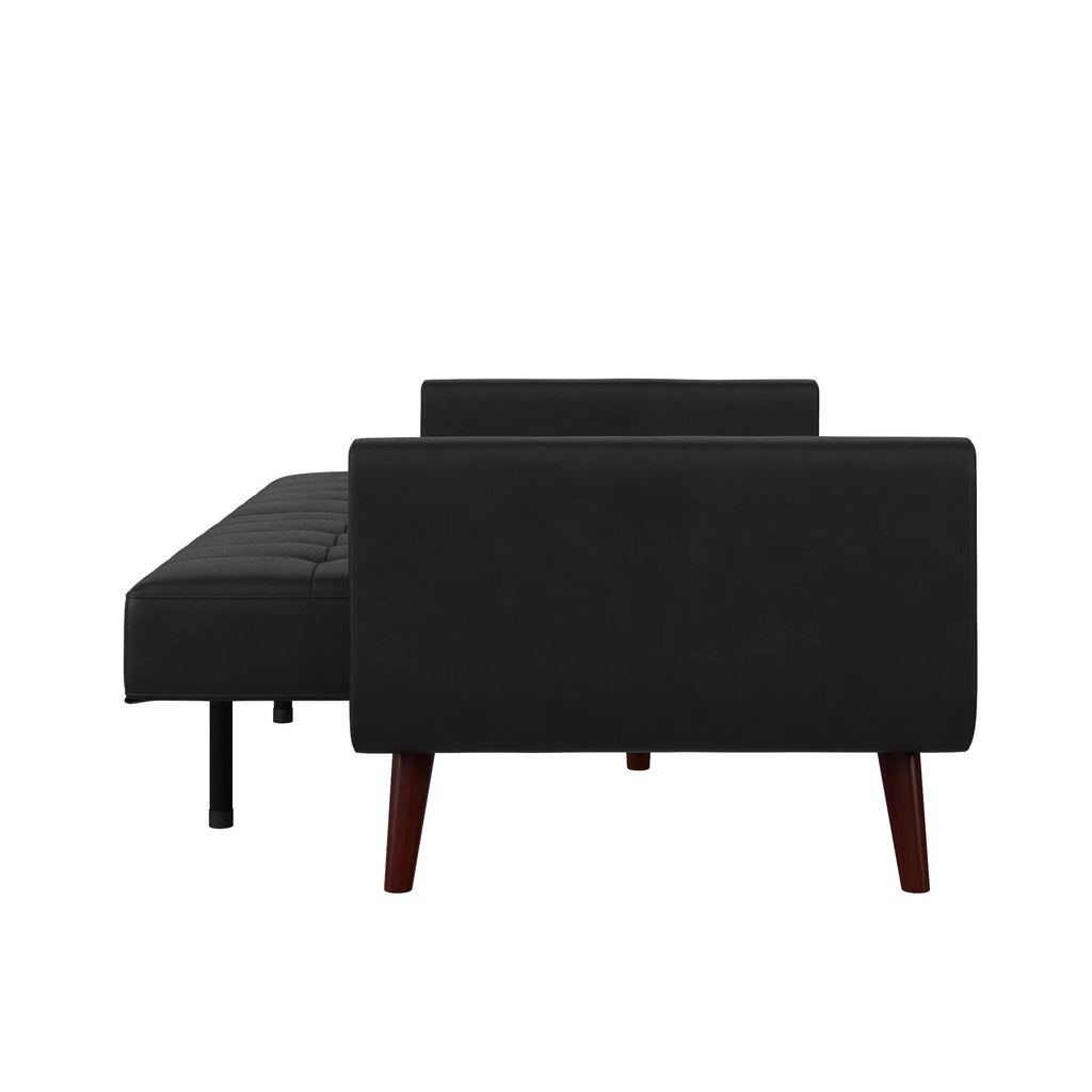 Black Faux Leather Futon U91122