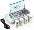 D Cells 10000mAh Rechargeable Batteries (4 Counts) with Battery Charger Pack of 2 Z365