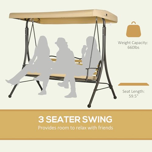 3-Seat Patio Swing Chair with Cushion and Canopy T91993