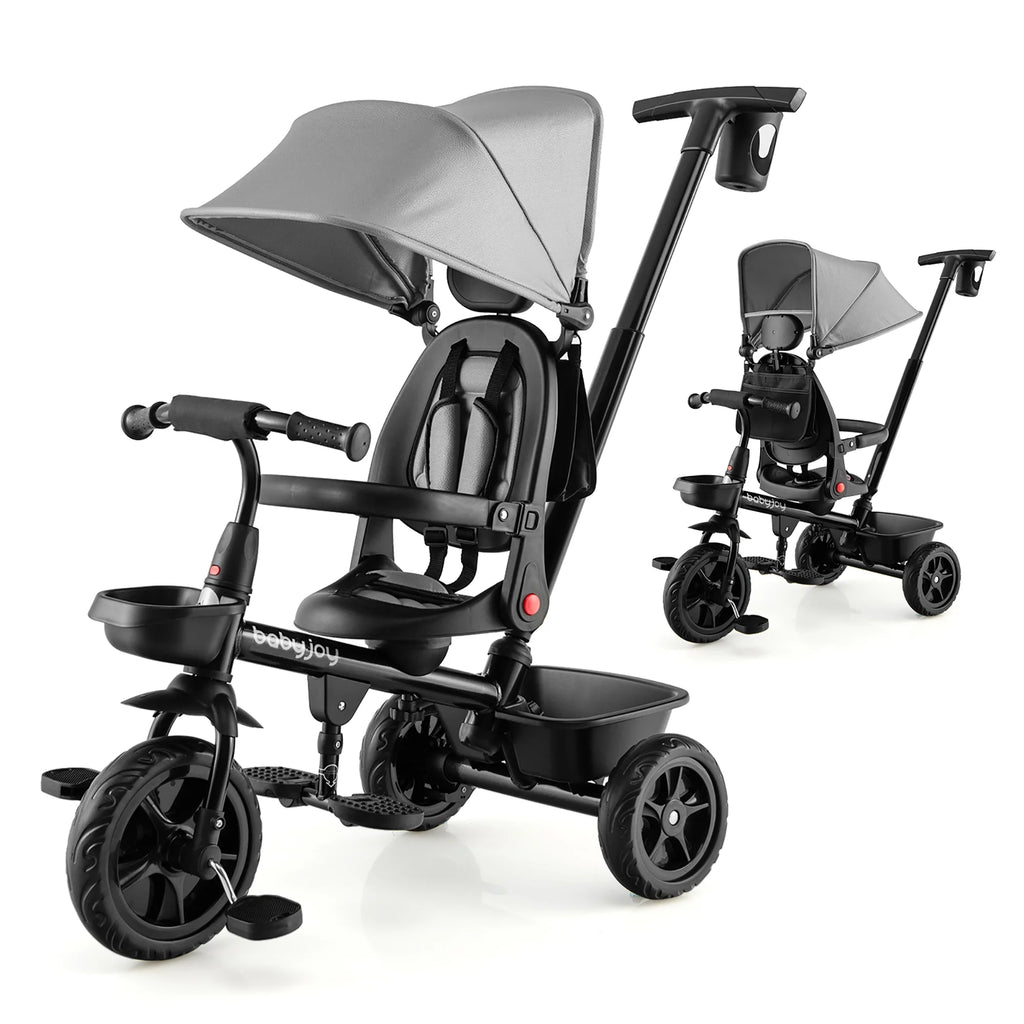 4-in-1 Toddler Tricycle with Adjustable Push Handle G6411