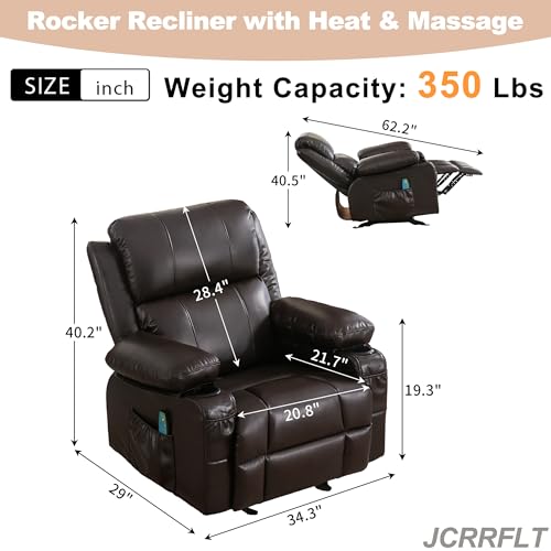 Brown Heated Massage Rocker Recliner Chair with Footrest Z468385