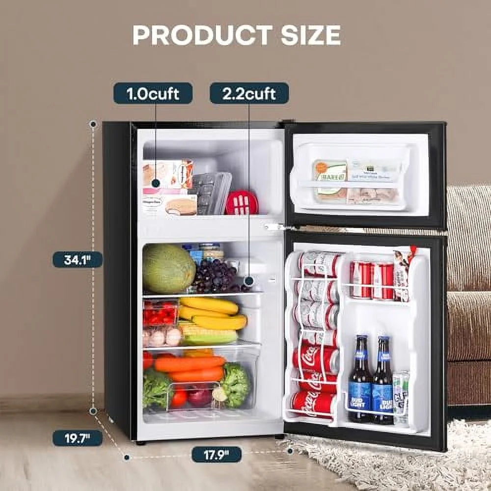 3.2 Cu.Ft Double Door Mini Fridge with Freezer O8463