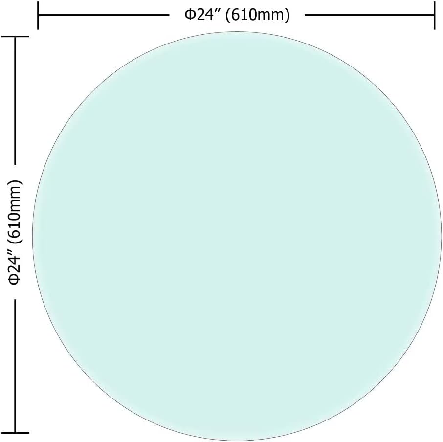 24 Inch Round Tempered Glass Table Top Clear 1/2 Inch Thick Beveled Polished Edge E574038