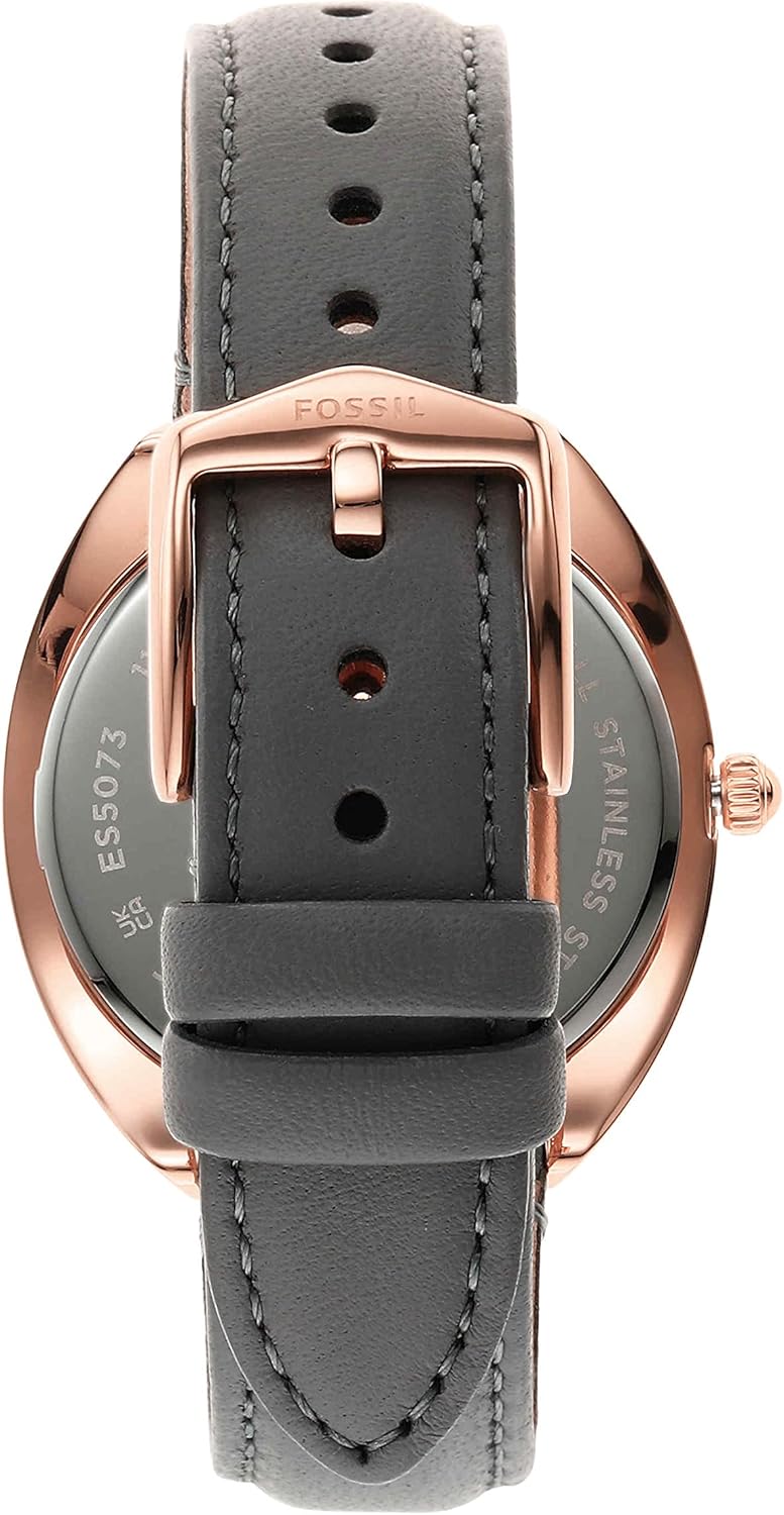 Rose Gold Grey Quartz Stainless Steel and Eco-Leather Three-Hand Watch S2955