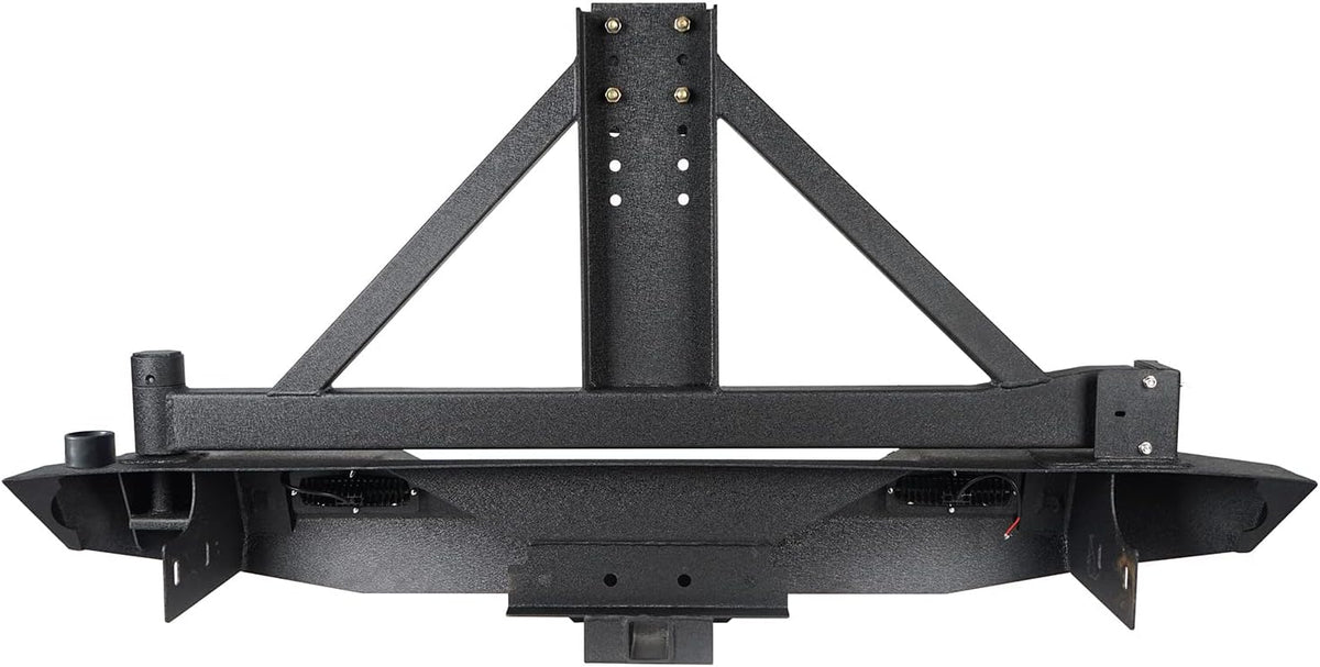 Rear Bumper with Spare Tire Carrier & Receiver Hitch & 2x LED Floodlights Y180909