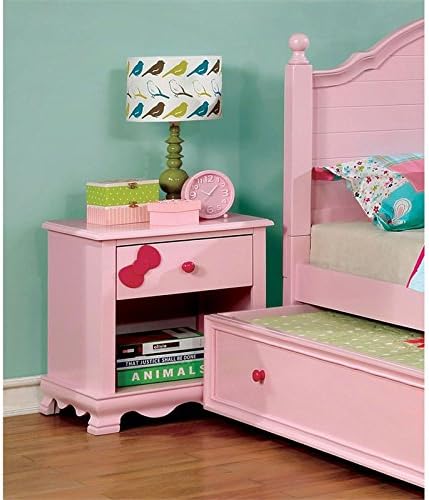 Pink Wood 1-Drawer Nightstand O92486