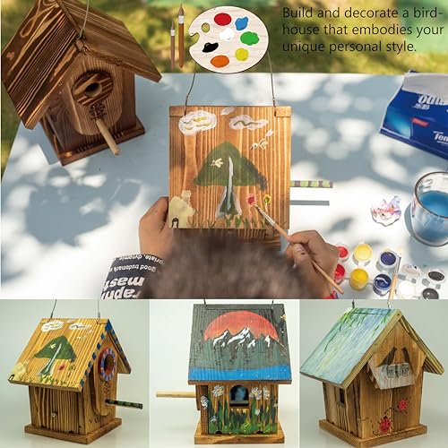 Carbonized Solid Mortise & Tenon Bird House DIY Kit D81775