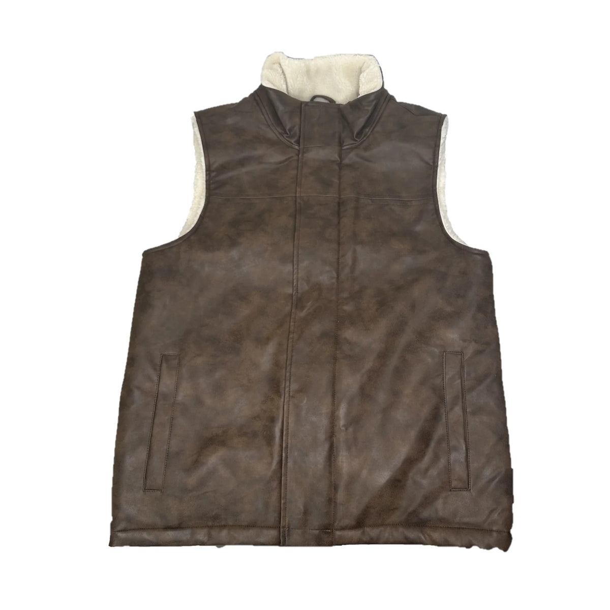 Camel Distressed PU Vest P154126